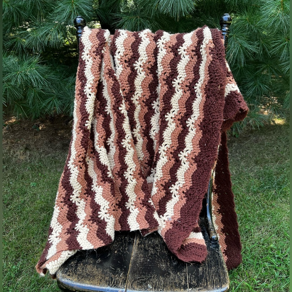 Autumn Vintage Crochet Grannycore Witchy Cozy Blanket